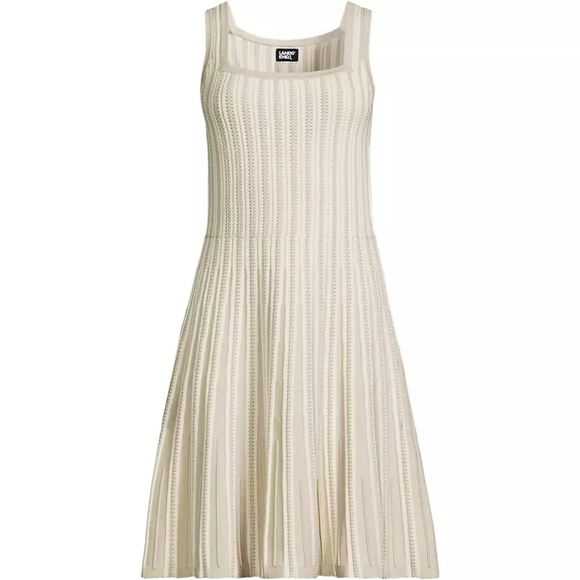 Lands' End Dresses & Skirts - Lands' End Cream Textured Midi Dress